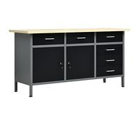 vidaXL Work Table DIY Workbench Workbench Worktop Office Home Durable Rubust Black 160 x 60 x 85 cm Steel