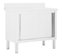 Vidaxl Work Table With Sliding Doors 100X50X(95-97) Cm Stainless Steel