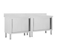 vidaXL Work Tables with Sliding Doors 2pcs 200x50x(95-97)cm Stainless Steel