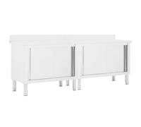 vidaXL Work Tables with Sliding Doors 2pcs 240x50x(95-97)cm Stainless Steel