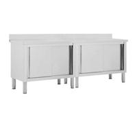 Vidaxl Work Tables With Sliding Doors 2Pcs 240X50X(95-97)Cm Stainless Steel Work Tables