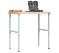 vidaXL Workbench 100x60x(73-99.5) cm Solid Wood Beech Rectangular
