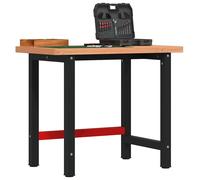 vidaXL Workbench 100x60x83 cm Solid Wood Beech Rectangular