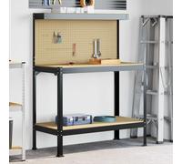 vidaXL Workbench Black 114 x 54 x 145 cm Engineered Wood and Metal