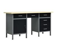 vidaXL Workbench Black Steel Tool Storage and Organisation Table Workstation