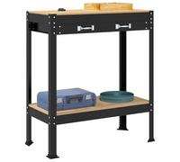 vidaXL Workbench Black 80 x 40 x 91 cm Engineered Wood and Metal, Industrial Workbench, Versatile Garage Workstation, Heavy Duty Workshop Bench, Multipurpose Storage Table, Functional Utility