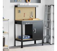 vidaXL Workbench Black 90 x 49 x 141 cm Engineered Wood and Metal