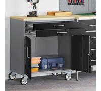 vidaXL Workbench Black and grey 75 x 45 x 85 cm Powder-coated steel