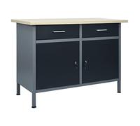 vidaXL Workbench Office Furniture Garage Tool Storage Organisation Home Indoor Work Tool Bench Table Workstation Hardware Accessory Black Steel