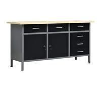 vidaXL Work Table DIY Workbench Workbench Worktop Office Home Durable Rubust Black 160 x 60 x 85 cm Steel