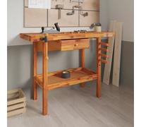 vidaXL Solid Wood Acacia Workbench with Drawer & Vices 124x52x83 cm Workbench