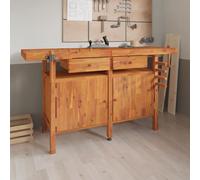 vidaXL Workbench with Drawers and Vices 162x62x83 cm Solid Wood Acacia