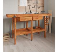 Vidaxl Workbench With Drawers And Vices 162X62X83 Cm Solid Wood Acacia Workbenches