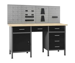 vidaXL Workbench with Four Wall Panels Work Table Work Tool Bench Workstation To