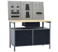 vidaXL Workbench with Three Wall Panels Work Table Work Tool Bench Workstation
