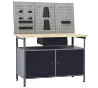vidaXL Workbench with Three Wall Panels Work Table Work Tool Bench Workstation