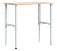 vidaXL Workbench Wooden Work Table Work Bench Tool Solid Wood Oak Rectangular