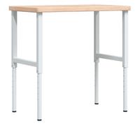 vidaXL Workbench Wooden Work Table Work Bench Tool Solid Wood Oak Rectangular