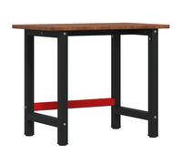 vidaXL Workbench Work Table Work Bench Dark Brown Solid Wood Oak Rectangular
