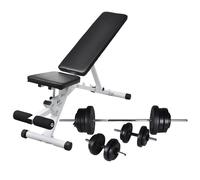 vidaXL Workout Bench with Barbell and Dumbbell Set 60.5kg Fitness Equipment vida