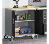 vidaXL Workshop Bench with Shelf Black and Grey 75 x 45 x 85 cm