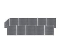 vidaXL WPC Fence Set 10 Square+1 Slanted 1830x186cm Grey Barrier Panel Screen