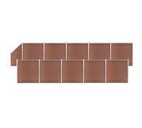 vidaXL WPC Fence Set 10 Square + 1 Slanted 1830x186 cm Brown, Brown