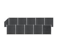 vidaXL WPC Fence Set 10 Square+1 Slanted 1830x186cm Grey Barrier Panel Screen