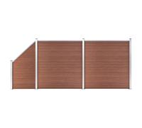 vidaXL WPC Fence Set 2 Square+1 Slanted 446x186cm Brown Privacy Barrier Screen