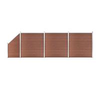 WPC Fence Panel Set 180x186 cm Brown Woodgrain Privacy Panels with Aluminium Set