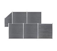 vidaXL WPC Fence Set 5 Square + 1 Slanted 965x186 cm Grey