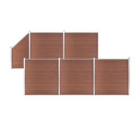 vidaXL WPC Fence Set 5 Square + 1 Slanted 965x186 cm Brown UK