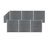 vidaXL WPC Fence Set 6 Square + 1 Slanted 1138x186 cm Grey