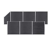 vidaXL WPC Fence Set 6 Square + 1 Slanted 1138x186 cm Grey