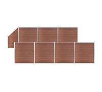 WPC Fence Panel Set Brown 180x186cm Wood-Plastic Composite with Aluminium incl.