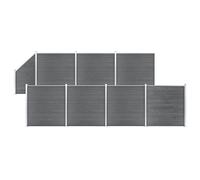 vidaXL WPC Fence Set 7 Square + 1 Slanted 1311x186 cm Grey