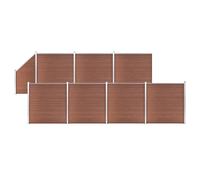 vidaXL WPC Fence Set 7 Square+1 Slanted 1311x186cm Brown Barrier Panel Screen
