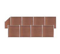 vidaXL WPC Fence Set 8 Square + 1 Slanted 1484x186 cm Brown