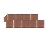 vidaXL WPC Fence Set 9 Square+1 Slanted 1657x186cm Brown Barrier Panel Screen