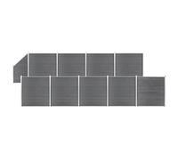 vidaXL WPC Fence Set 9 Square + 1 Slanted 1657x186 cm Grey