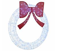 vidaXL Wreath with 150 LEDs Cold white 120 cm Acrylic, Living Room, Modern Holiday Wreath, Festive Bowknot Decoration, Seasonal LED Ornament, Christmas Garland Display, Home Dcor