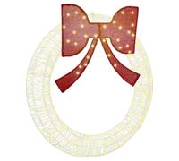 vidaXL Wreath with 150 LEDs Warm white 120 cm Acrylic, Living Room, Modern Holiday Wreath, Festive Bowknot Decoration, Seasonal LED Ornament, Christmas Garland Display, Home Dcor