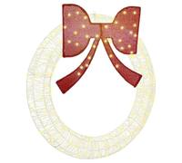 vidaXL Wreath with 150 LEDs Warm white 120 cm Acrylic, Living Room, Modern Holiday Wreath, Festive Bowknot Decoration, Seasonal LED Ornament, Christmas Garland Display, Home Dcor