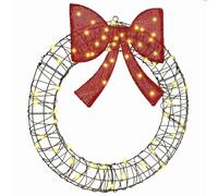 vidaXL Wreath with 60 LEDs Warm white 76 x 76 x 8 cm Rattan