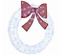 vidaXL Wreath with 80 LEDs Cold white 90 cm Acrylic, Living Room, Modern Holiday Wreath, Festive Bowknot Decoration, Seasonal LED Ornament, Christmas Garland Display, Home Dcor