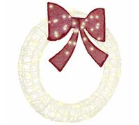 vidaXL Wreath with 80 LEDs Warm white 90 cm Acrylic, Living Room, Modern Holiday Wreath, Festive Bowknot Decoration, Seasonal LED Ornament, Christmas Garland Display, Home Dcor