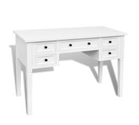 vidaXL Writing Desk with 5 Drawers White Home Office Laptop Table Workstation vi