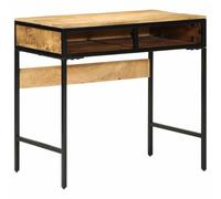 vidaXL Writing Desk with Drawer Brown 80 x 50 x 75 cm Solid Mango Wood, Functional Modern Desk, Mango Wood Writing Table, Stylish Office Setup, Durable Contemporary Workspace Furniture