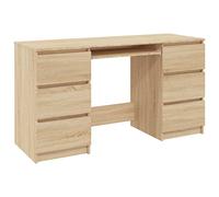 vidaXL Engineered Wood Writing Desk, 140x50x77 cm, Sonoma Oak Finish with 6 Drawers