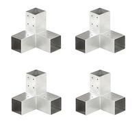 vidaXL Y Shape Galvanised Post Connectors - 4-Pack Metal Beam Support for 71mm Square Wood Posts in Outdoor Structures, Silver, 170x170x175mm